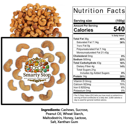 Smarty Stop 2 (Pack 1)) Cashew (Honey Roasted Cashews, Pound