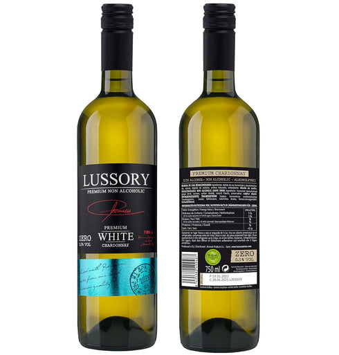 0.0% (750ml, 2 Lussory Premium Chardonnay Alcohol Removed Dealcoholized Non Alcoholic White Wine From Spain, Low