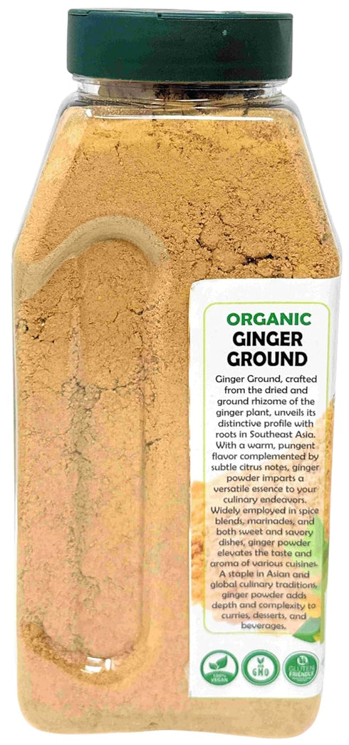 14oz (400g) Rani Organic Ginger (Adarak) Powder Ground, Spice PET Jar ~ All Natural | Vegan | Gluten Friendly | NON-GMO