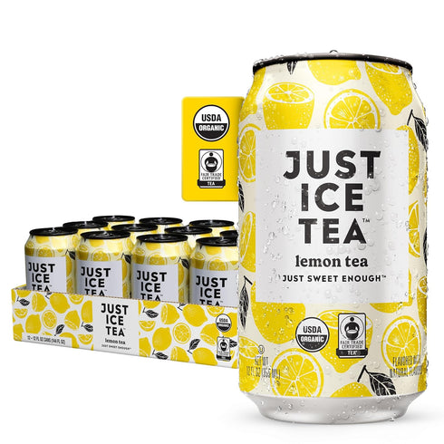 Just Ice Tea, Lemon Flavored Black Iced Tea, 12-Pack (12oz Cans), USDA