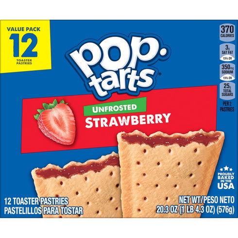 Pack, (12 Pop-Tarts Toaster Pastries, Breakfast Foods, Kids Snacks, Value Unfrosted Strawberry Pop-Tarts)
