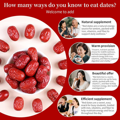 500g (1.1LB) Chinese Jujube Dates dried red date High Grade Dried Red Dates Fruit Jujubes Healthy Dried Fruit Superfood