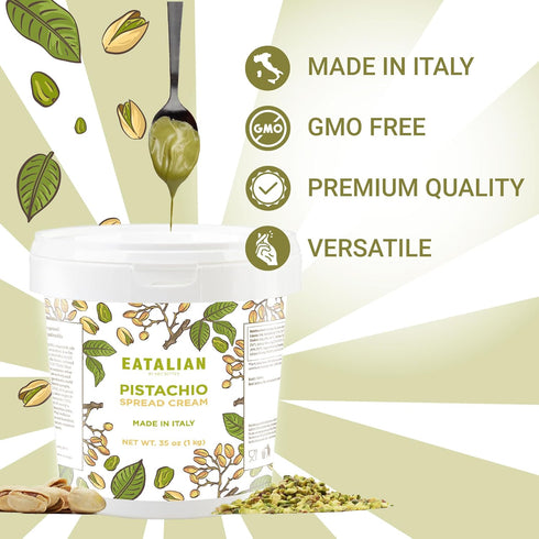 2.2 lb/1000 EATALIAN by AMZ BETTER Pistachio Cream, g, Delicious Spreadable with a Sweet and Unique Taste, Ideal on