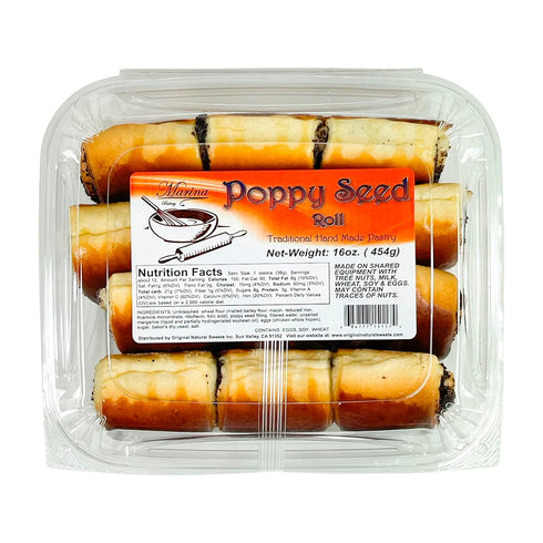 16 oz 454 Poppy Seed Rolls, Traditional Hand Made Pastry, Marina Bakery | g