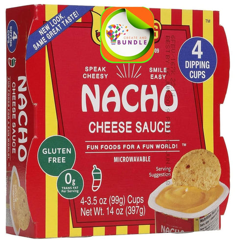 Create and Bundle Nacho Cheese Dip 14 oz Total 4 Individual Cups 3.5 oz Each