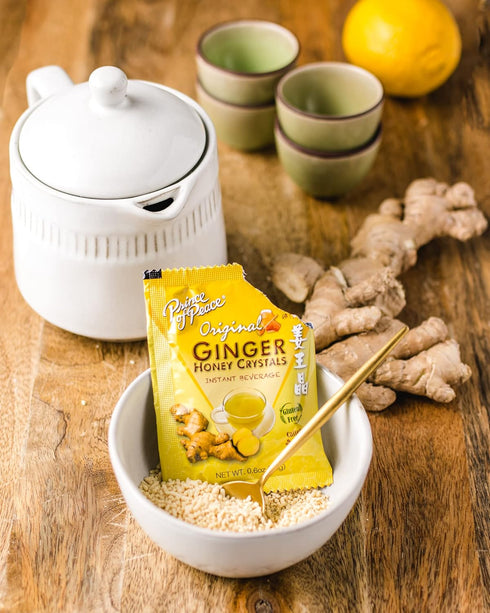 30 Prince of Peace Instant Ginger Honey Crystals, Sachets Instant Hot or Cold Beverage Easy to Brew Ginger and Honey