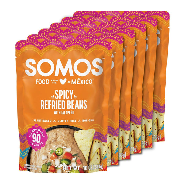 SOMOS Spicy Refried Beans - Gluten Free, Non-GMO, Vegan & Microwavable Meals