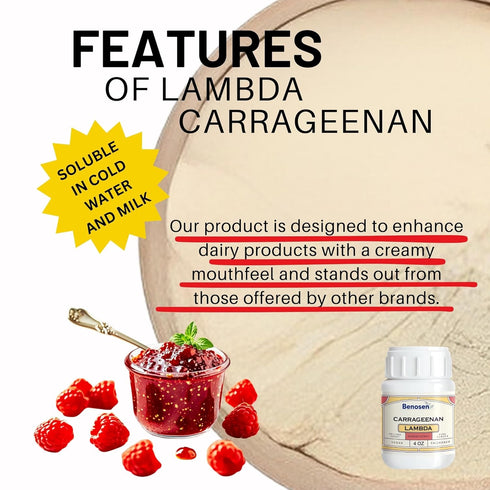 benosen 4 oz 4 oz Ice-Cream Stabilizer Duo Locust Bean Gum + Carrageenan Lambda | Smooth Scoopable Texture for Ice