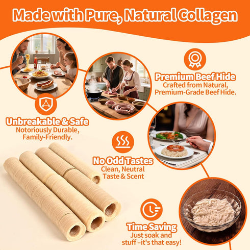 19mm 15m/49ft,1 HAIKISS Collagen Sausage Casing,HALAL Edible Drying Sausage Casings for Hot Dog,Breakfast Sausage