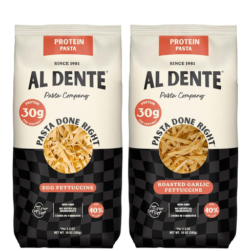 Al Dente Protein Pasta Egg & Roasted Garlic Fettuccine - 30g High