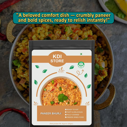 Store 75g KDI Paneer Bhurji, Ready to Eat Indian Cottage Cheese, USDA Organic, Freeze Dried, Fully Cooked