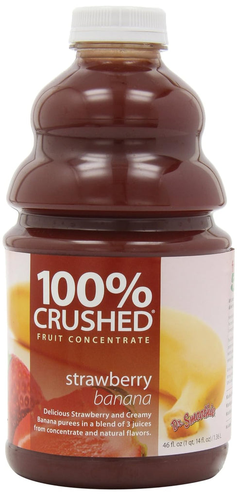 Dr. Smoothie 100% Crushed Fruit Smoothie, Strawberry Banana, 46-Ounce Bottles (Pack of