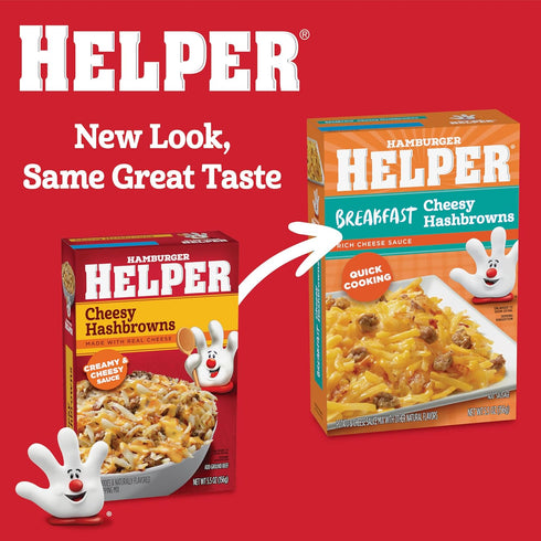 (5.5 oz 12 Pack) in3 Hamburger Helper BREAKFAST Cheesy Hashbrowns Meal - No Artificial Flavors, Ready Easy Steps, Quick