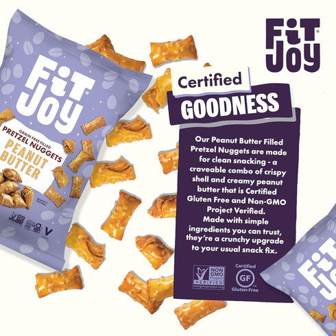 FitJoy Peanut Butter Filled Pretzel Nuggets Gluten, Dairy & Corn Free Peanut Butter Snacks Grain Free Cassava