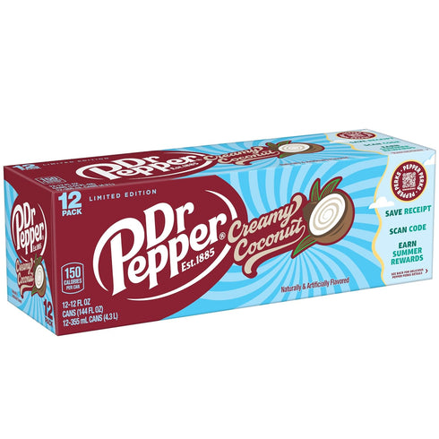 12 oz 12 Pack Dr Pepper Creamy Coconut Soda, fl cans