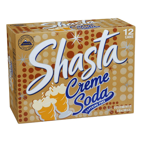 12-Pack 12oz Shasta Creme Soda | of Cans | Smooth Vanilla Cream Flavor | Sweet & Nostalgic | Caffeine-Free
