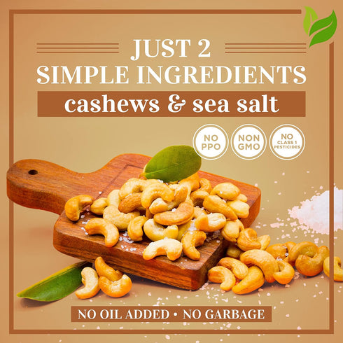 Salt-1.5 lb Oven Dry Roasted Fancy with Sea | Whole Cashews | No Oil | No PPO | Vegan and Keto Friendly | Made from