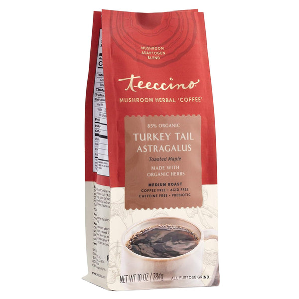 Teeccino Turkey Tail Astragalus Coffee Alternative - Toasted Maple - Adaptogenic Herbal