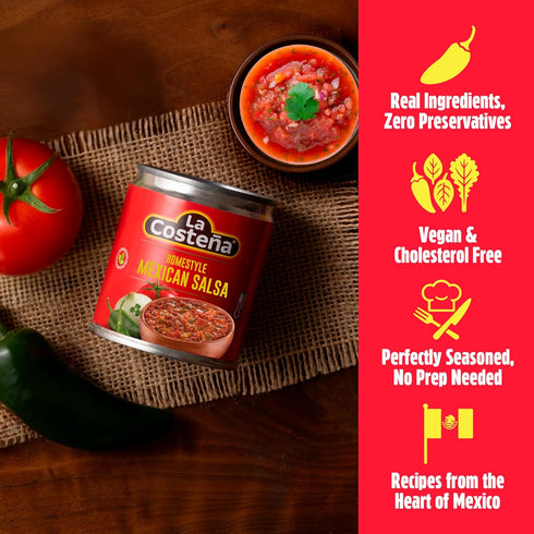 7.76oz, 24 Pack La Costea Homestyle Mexican Salsa - Restaurant Style Tomato Salsa - Mild Sauce for Mexican Food, Chip