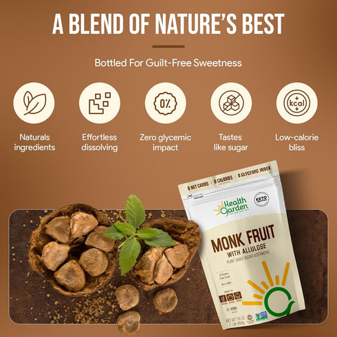 2.5lb Health Garden Monk Fruit with Allulose Sweetener - Natural Plant-Based Sugar Alternative with Zero Calories
