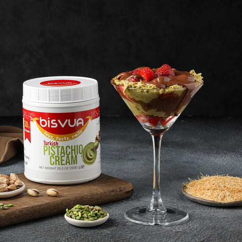 30%, 35.3 Oz (1 BISVUA Premium Pistachio Cream kg) Natural Pistachio Butter Spread Bulk | Dubai Chocolate Bar, Knafeh