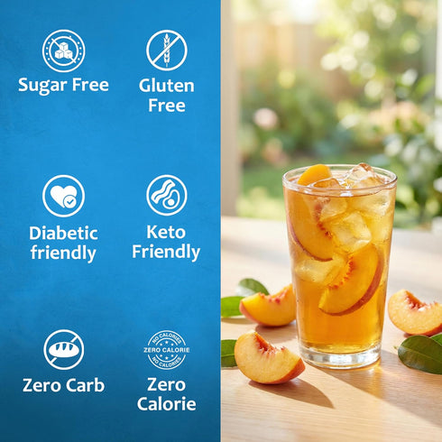 Pack 25.4 Oz (6 Pack) Syruvia Sugar Free Tea Syrup Variety Sweet Tea & Fruit Flavored Water Enhancer Drink Mix for Iced