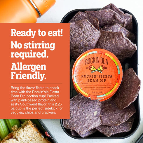 (10 Rockin'Ola Rockin' Fiesta Bean Dip, Shelf Stable Bean Dip Cups, Zesty Southwest Flavor, Perfect Sidekick