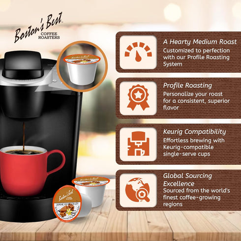 1 Count (80 Bostons Best - Jamaican Me Crazy Flavored Delicious Gourmet Coffee, Single Serve Cups)