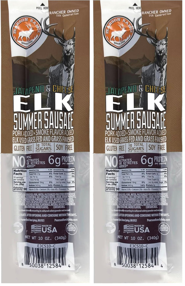 PEARSON RANCH SINCE 1959 Elk Summer Sausage with Jalapeno Cheese 12 oz