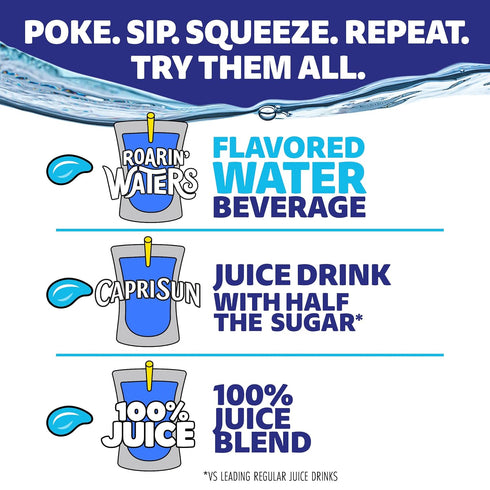 30 6 oz Capri Sun Roarin' Waters Flavored with Other Natural Flavor Water Beverage, Pouches, for School Lunches