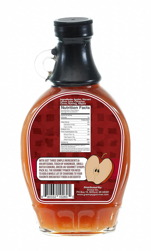 8 Green Jay Gourmet Apple Butter Syrup - Premium Breakfast Syrup with Sweet Apples, Spices & Lemon Juice - All-Natural