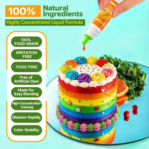 Set 6 (10ml/0.35 oz) Natural Food Coloring - FD&C & Artificial Dye Free, Gluten-Free, Colors Fl. Dye Free Food
