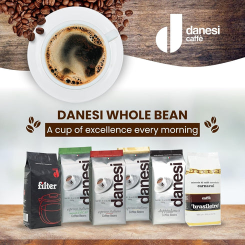 (2.2 lb) Danesi Caffe Italian Whole Coffee Beans - Espresso Coffee Beans and Medium Roast Whole Bean - Perfect