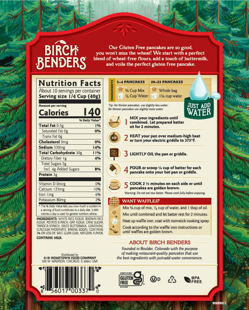 14 oz (Pack 2) Birch Benders Gluten Free Pancake and Waffle Mix
