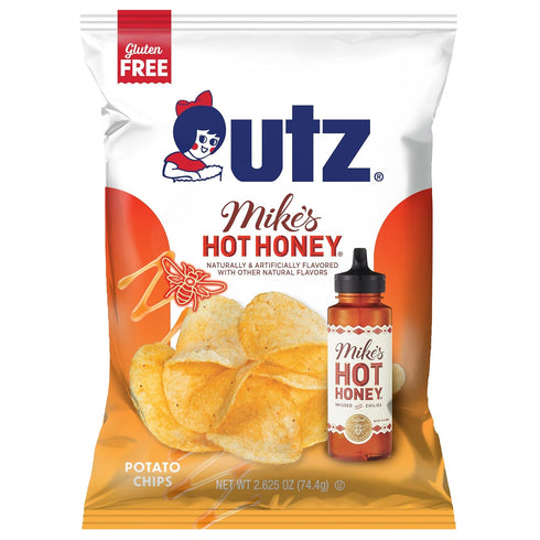 14 2.625 oz. Utz Mike's Hot Honey Potato Chips, ct, Bags - Spicy & Sweet Flavor, Gluten-Free, Made with Mikes Hot Honey