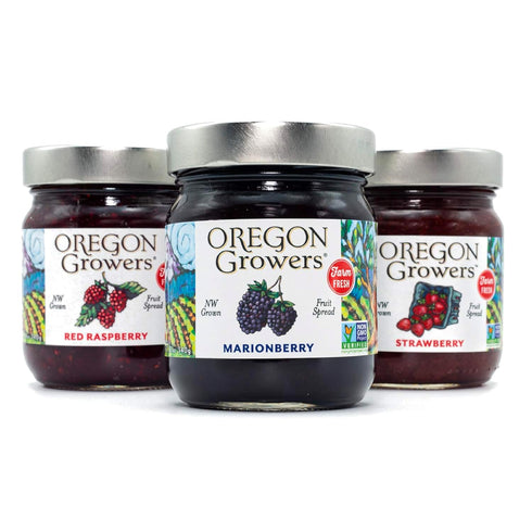 Oregon Growers, Marionberry Jam, Strawberry Jam, & Red Raspberry Jam Variety Pack
