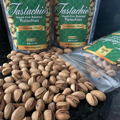 8oz (Pack 2) Tastachios Wood Fire Roasted Pistachios - Original Flavor - Gluten-Free, Plant-Based Protein, Non-GMO