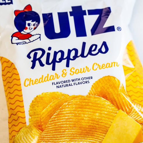 4, 2.75oz Utz Ripples Cheddar and Sour Cream Potato Chips - Cheesy Sour Cream Natural Flavors - bags