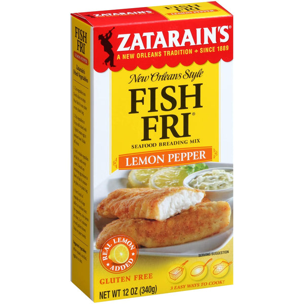 Zatarain's Lemon Pepper Fish Fri Seafood Breading Mix, 12 oz (Pack of
