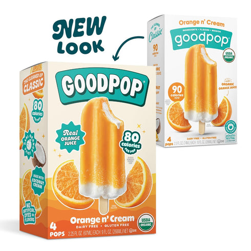 4 Count Goodpop - Dairy Free Orange & Cream Bars - Non-Gmo, Gluten Free