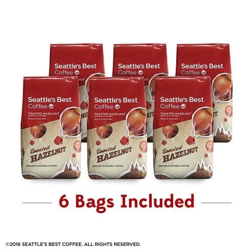 11 (Pack 6) Seattle's Best Coffee Toasted Hazelnut Flavored Medium Roast Ground Coffee | Ounce Bags
