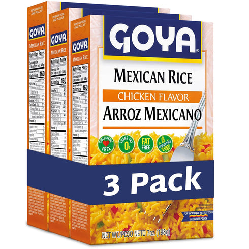 Goya Mexican Rice, Chicken Flavored, Pack of 3 (7 oz Boxes) Zesty
