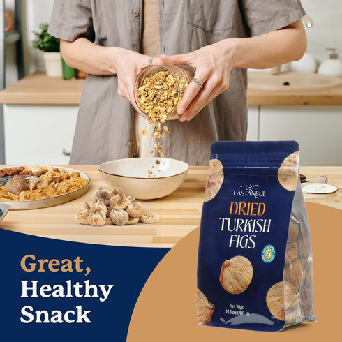 14.5oz, 100% Eastanbul Turkish Dried Figs Whole, No Sugar Added Whole Turkish Figs, Sweet and Soft, Premium Fruit