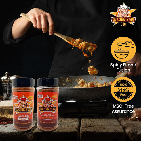 Set (2 Pack) Blazing Star Blazing Bundle Spicy BBQ Rub with Reaper Rub and Scorpion Rub Sweet Heat Seasonings for Ribs