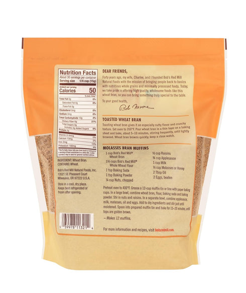 16oz (Pack 4) Bob's Red Mill Wheat Bran, of - Non GMO, Vegan, Kosher