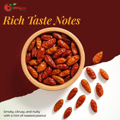 8 NY Spice Shop Chili Pequin Whole Dried - Ounce Dry Pequin Chili Pods - Whole Mexican Pequins Pepper & Mild Red Hot