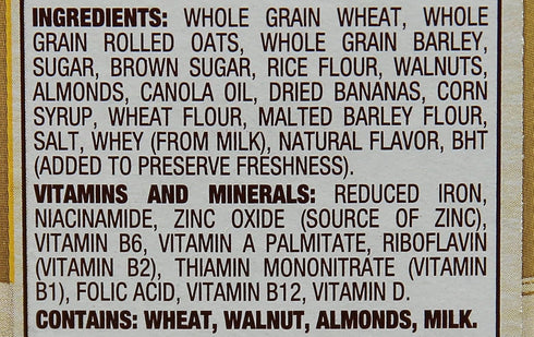 Great Grains 15.5 OZ (Pack 3) Banana Nut Crunch Breakfast Cereal for Adults, Made with Whole Grain, Non-GMO, Heart