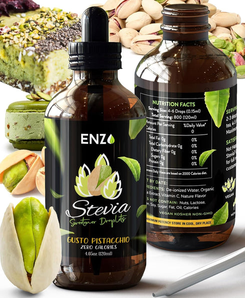 Enzo Liquid Stevia Drops Our Zero Calories Sweetener (4oz - 800 Servings/Bottle)