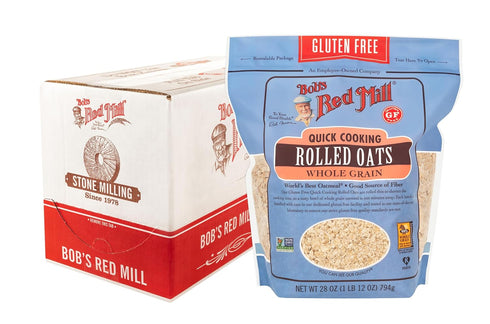 28oz (Pack 4) Bob's Red Mill Gluten Free Quick Cooking Rolled Oats, of - Non GMO, Whole Grain, Vegan, Kosher