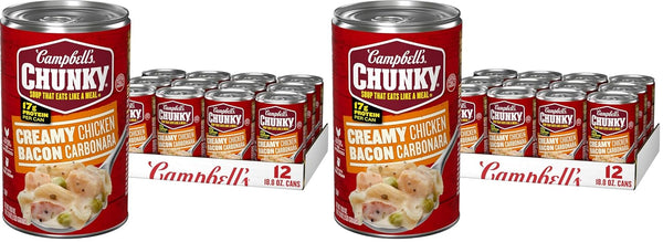 Campbells Chunky Soup, Creamy Chicken Bacon Carbonara Soup, 18.8 oz Can (Case